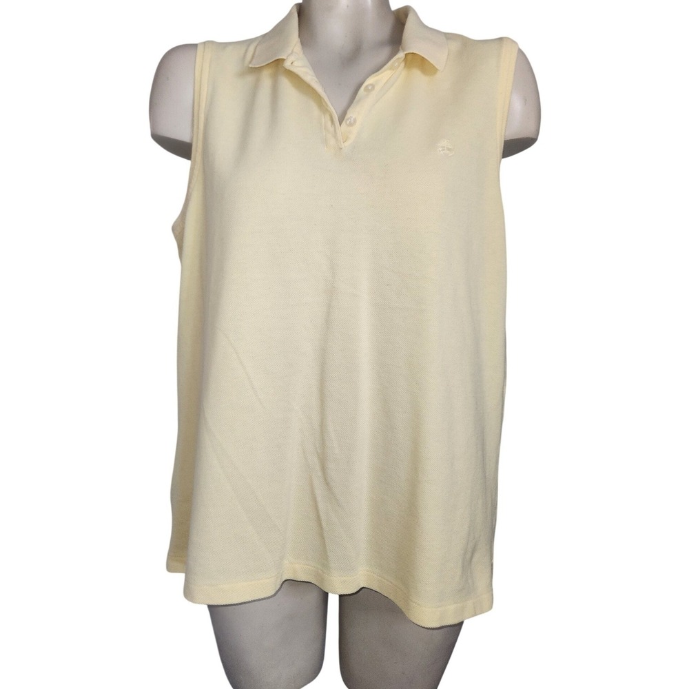 Brooks Brothers 346 Womens XL Sleeveless Polo Shirt Yellow‎ Cotton Pique Top